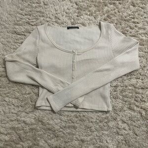 Brandy melville cream button long sleeve